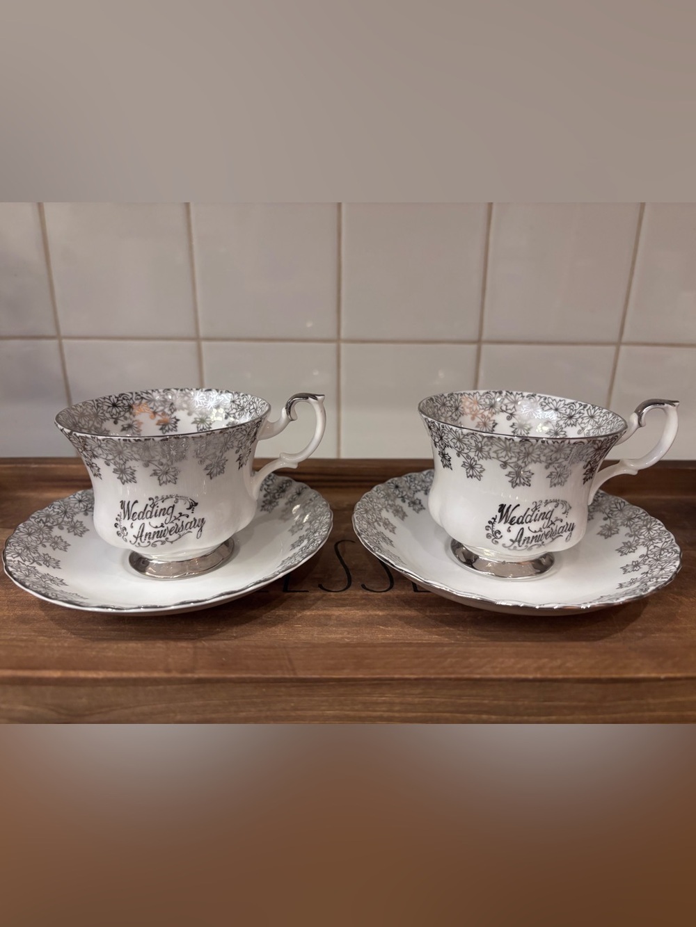 Royal Albert Silver Wedding Anniversary Bone China Teacup & Saucer Set
